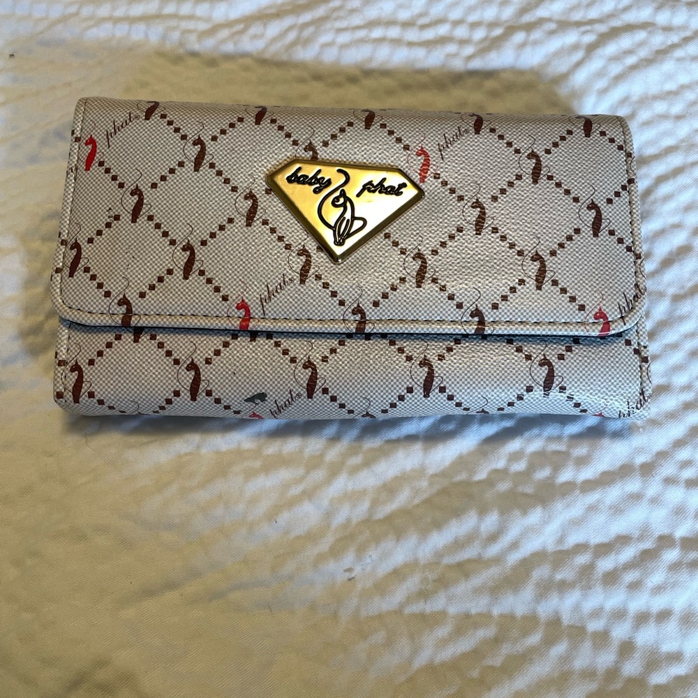 Baby Phat Quilted Gray and Red Wallet